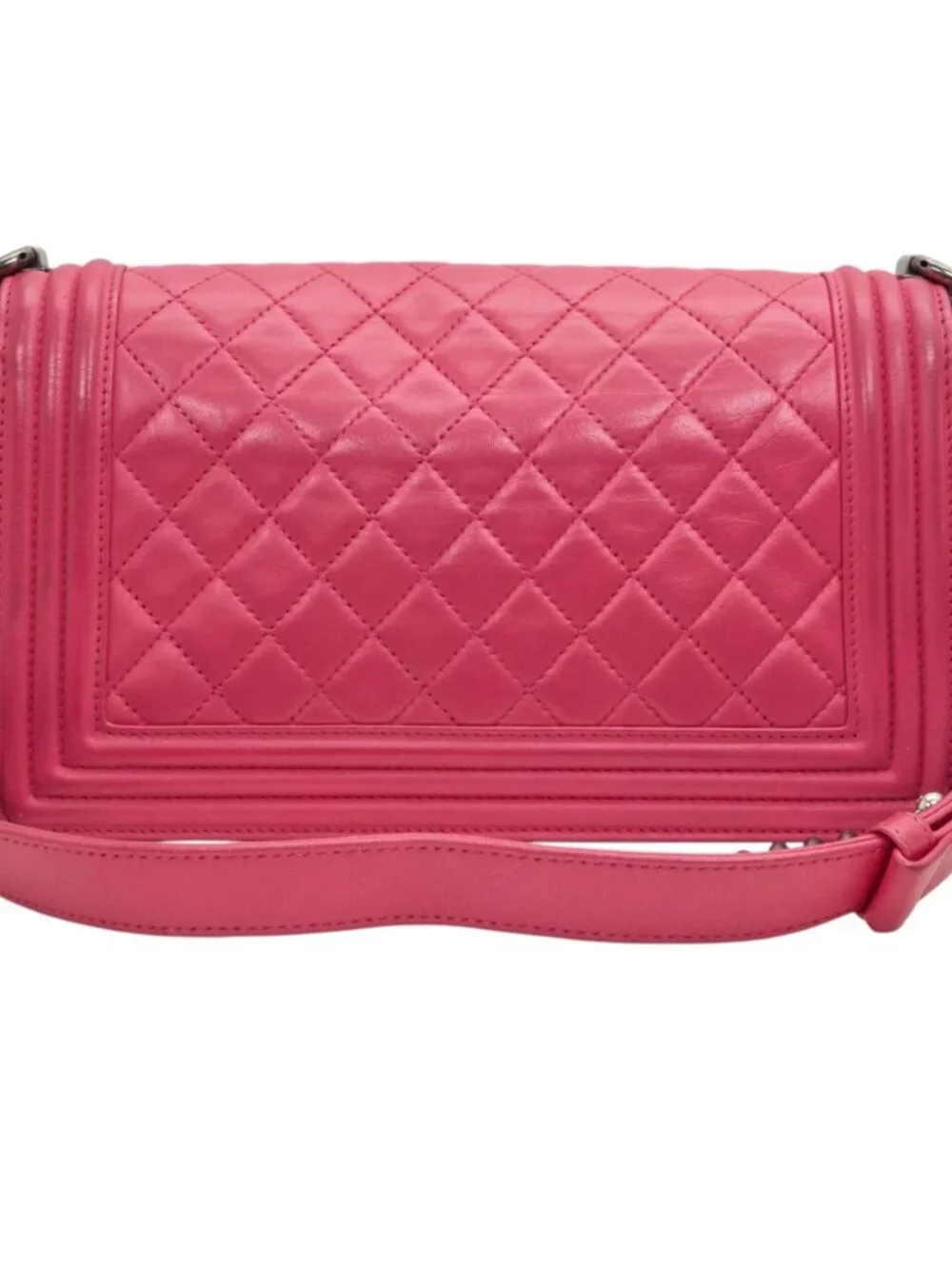 Chanel Pink Lambskin Quilted Medium Boy Bag Ruthenium Hardware